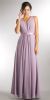 V-neck Sleeveless Ruched Bodice Long Bridesmaid Dress in Lavender